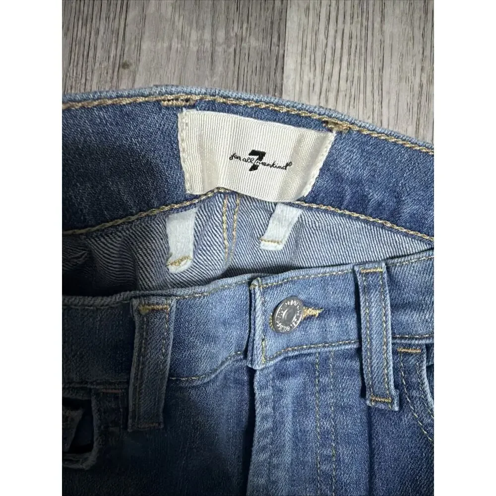 Seven 7 FOR ALL MANKIND~Easy Slim/High Rise/Floral Print Distressed Jeans Sz 26